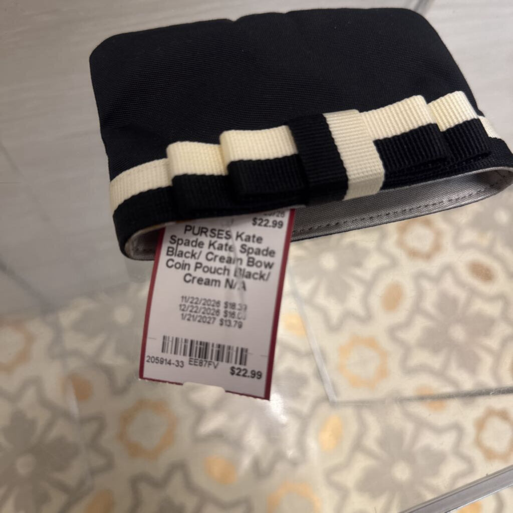 Kate Spade Black/ Cream Bow Coin Pouch
