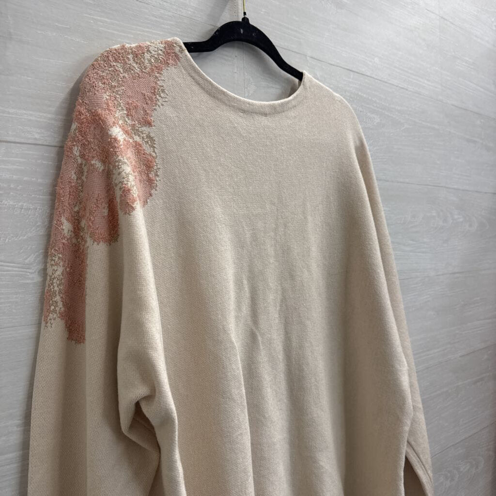 Chicos Pink Print Detail V Neck Sweater XXL