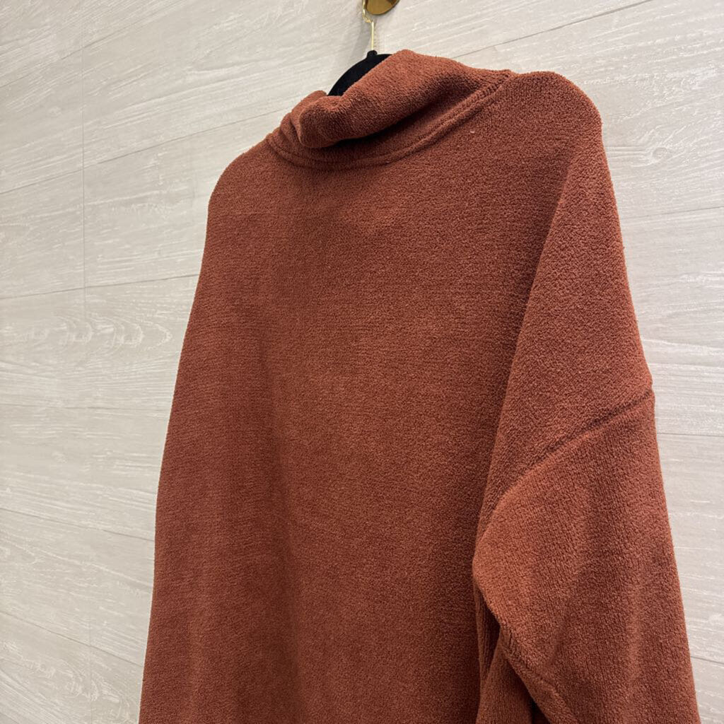 FP Beach Brown Soft Knit Long Sleeve Turtleneck Dress Large