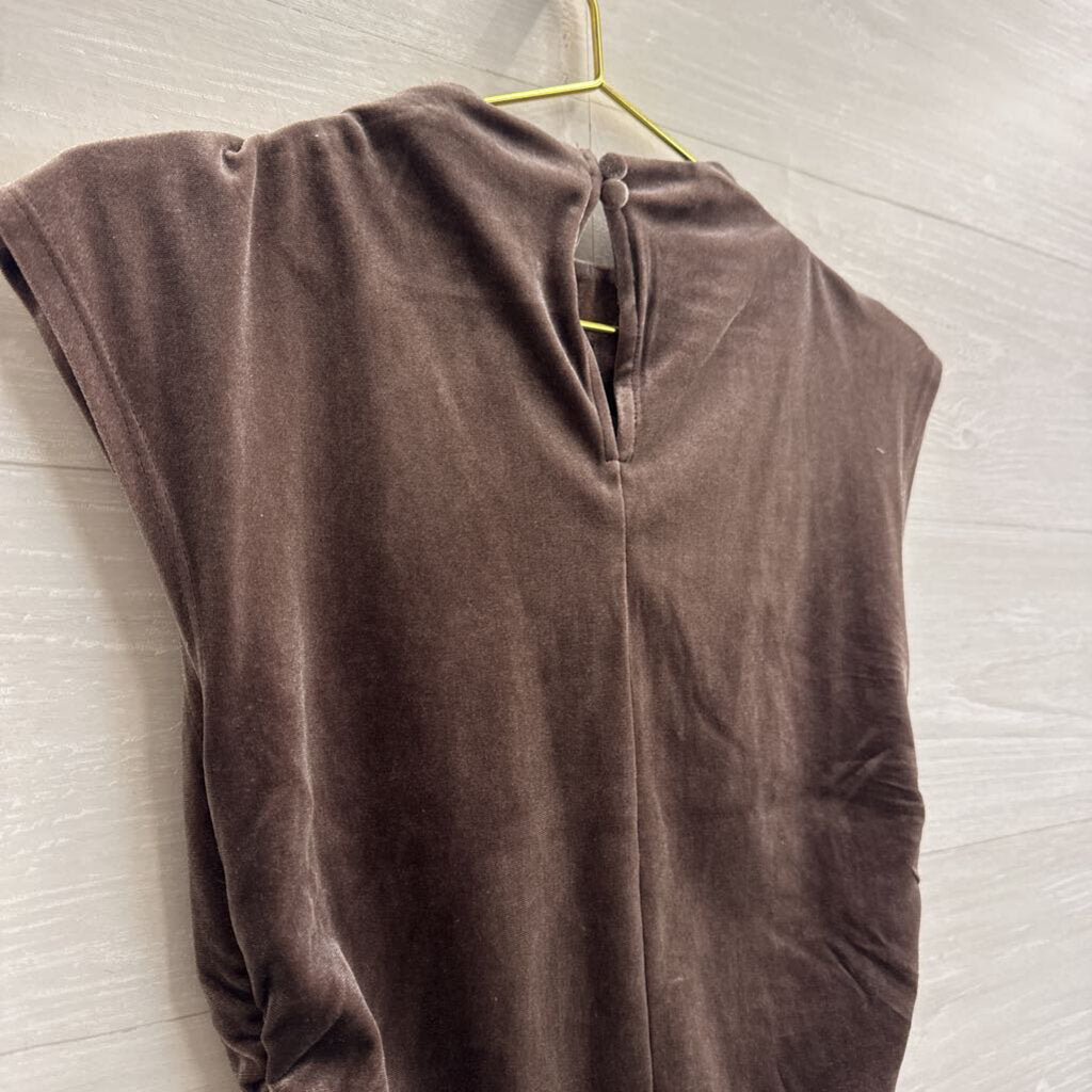 The Workshop Purple Velvet Short Sleeve Top Large