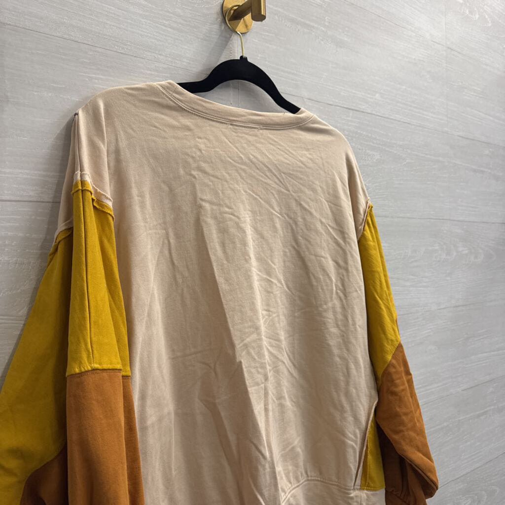 Fantastic Fawn Cream/ Multi Sequin Fall Print Long Sleeve Top Small