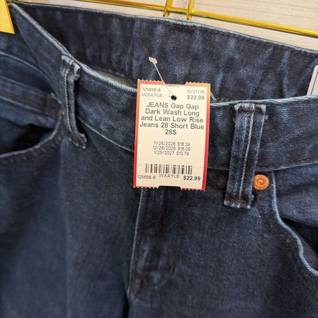 Gap Dark Wash Long and Lean Low Rise Jeans 28 Short