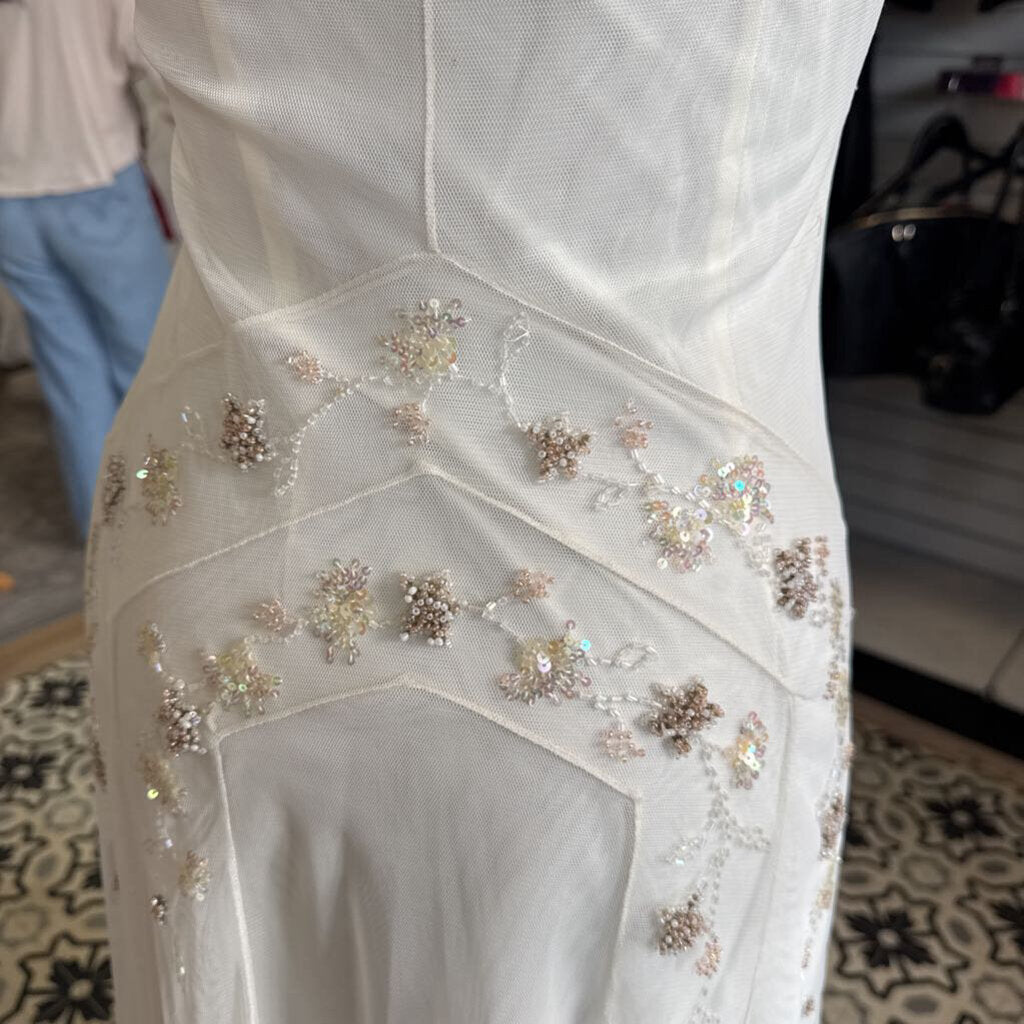 BCBG White Beaded Detail Midi Dress 4
