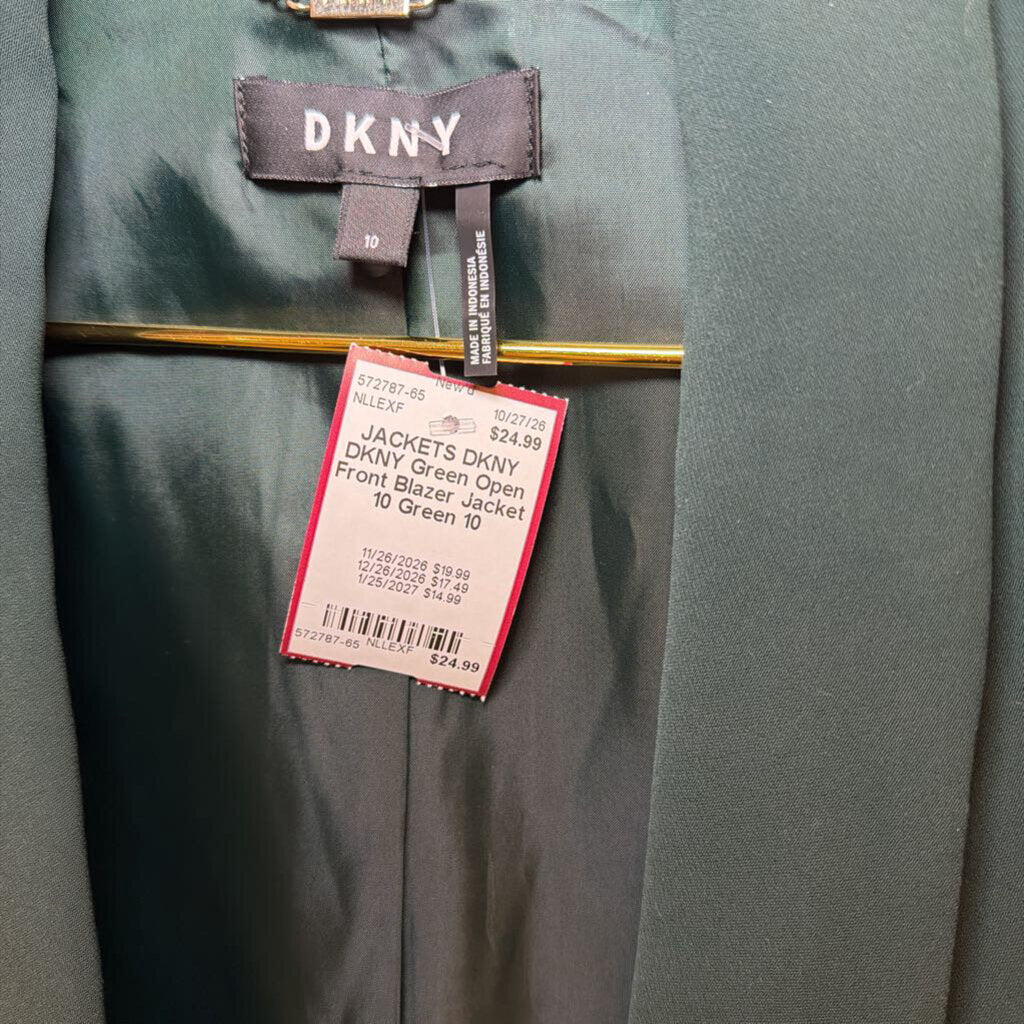 DKNY Green Open Front Blazer Jacket 10