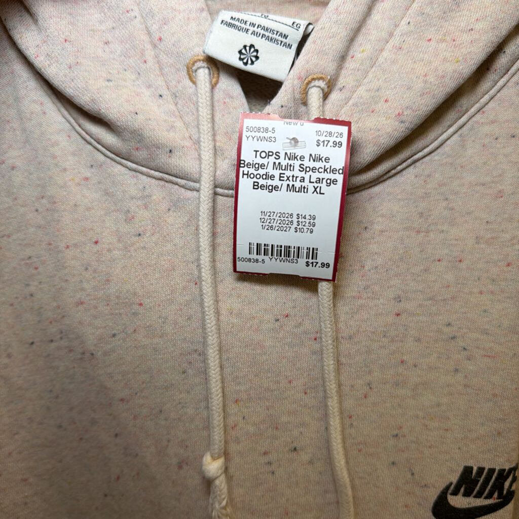 Nike Beige/ Multi Speckled Hoodie Extra Large