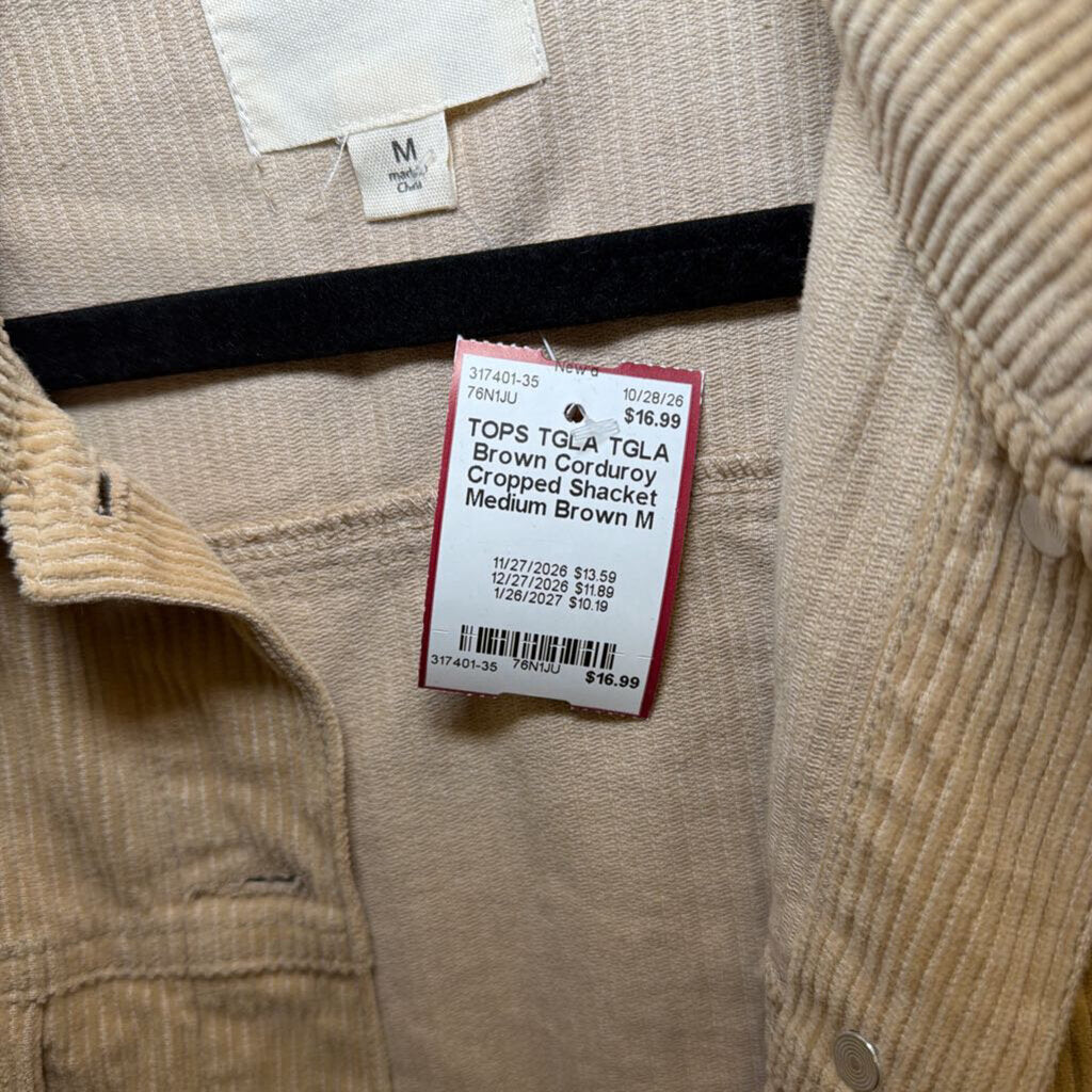 TGLA Brown Corduroy Cropped Shacket Medium