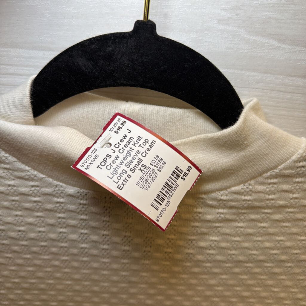 J Crew Cream Lightweight Knit Long Sleeve Top Extra Small