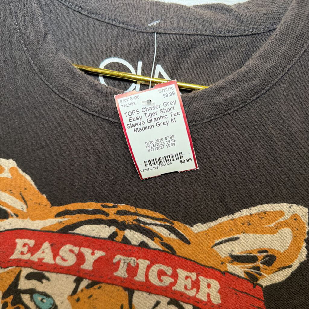 Grey Easy Tiger Short Sleeve Graphic Tee Medium
