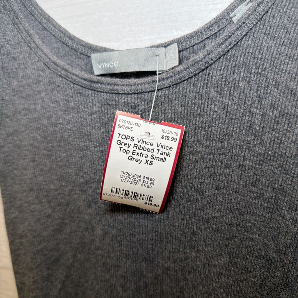 Vince Grey Ribbed Tank Top Extra Small