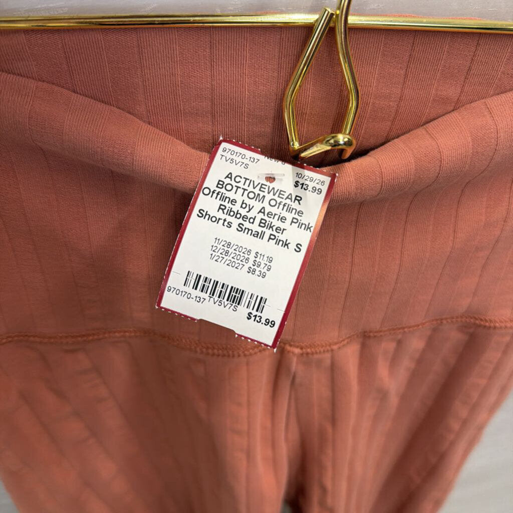 Offline by Aerie Pink Ribbed Biker Shorts Small