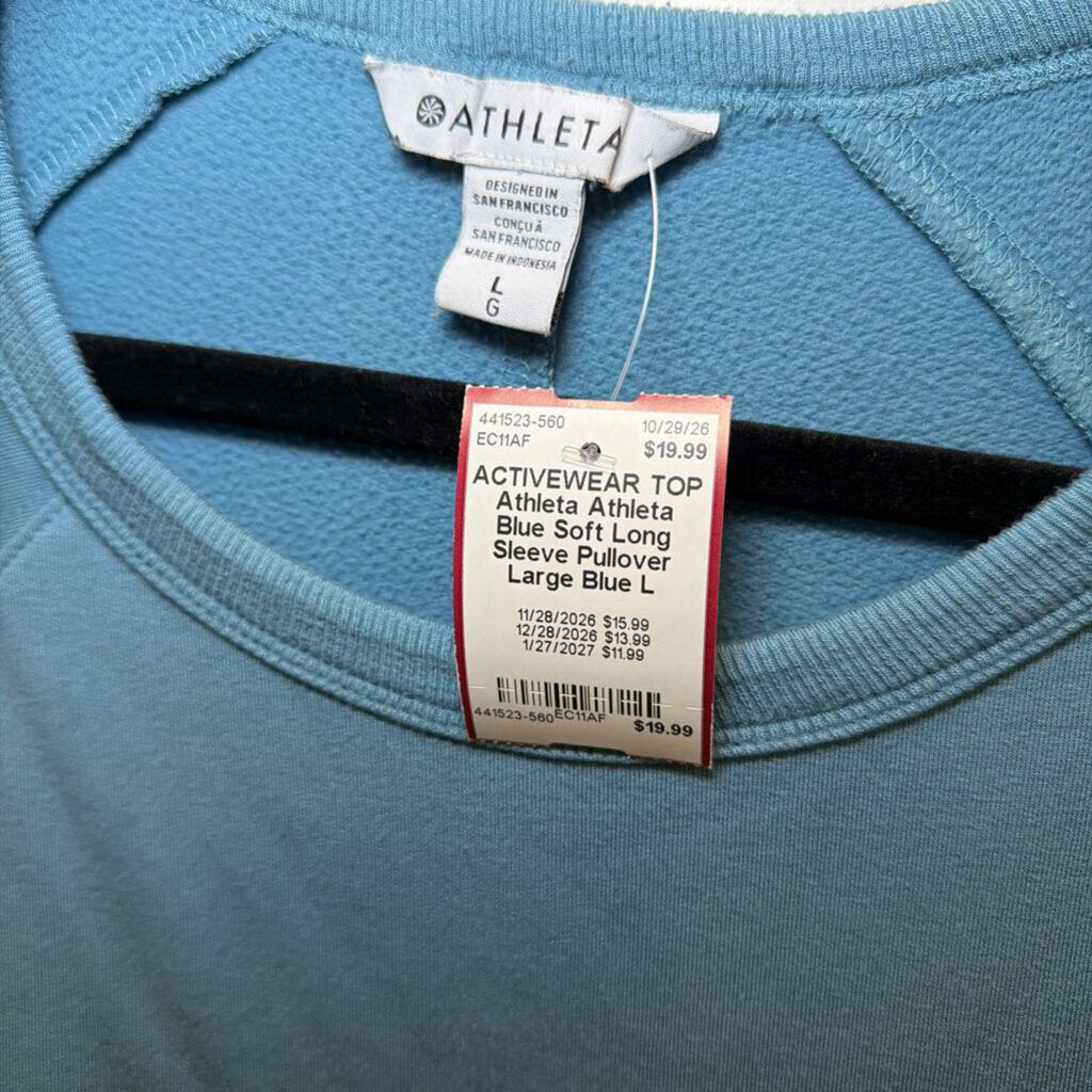 Athleta Blue Soft Long Sleeve Pullover Large