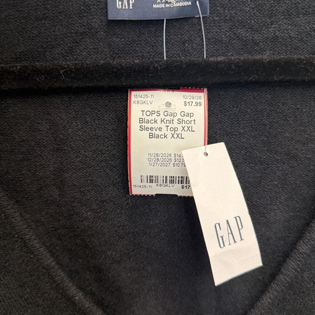 Gap Black Knit Short Sleeve Top XXL