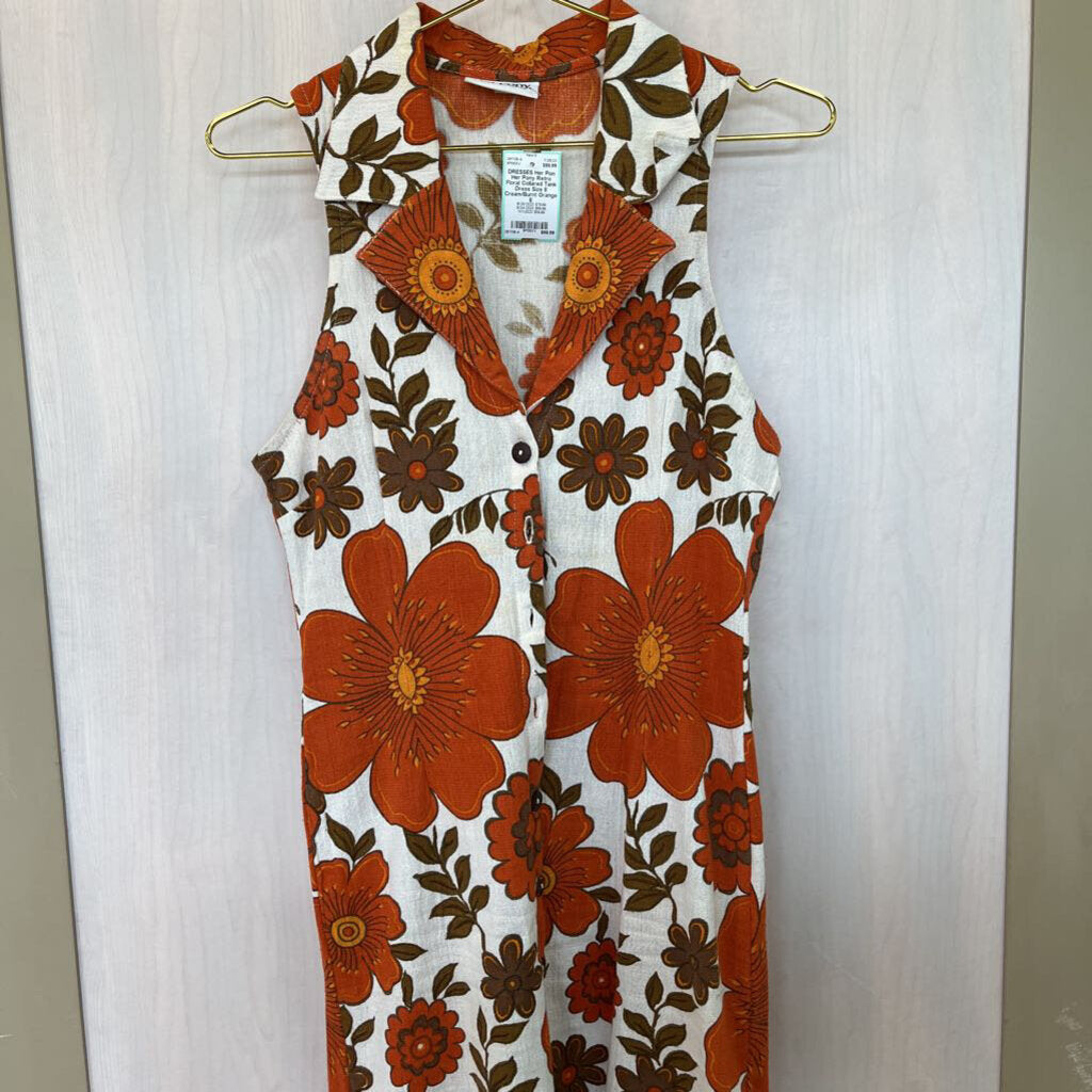 Her Pony Retro Floral Collared Tank Dress Size 8