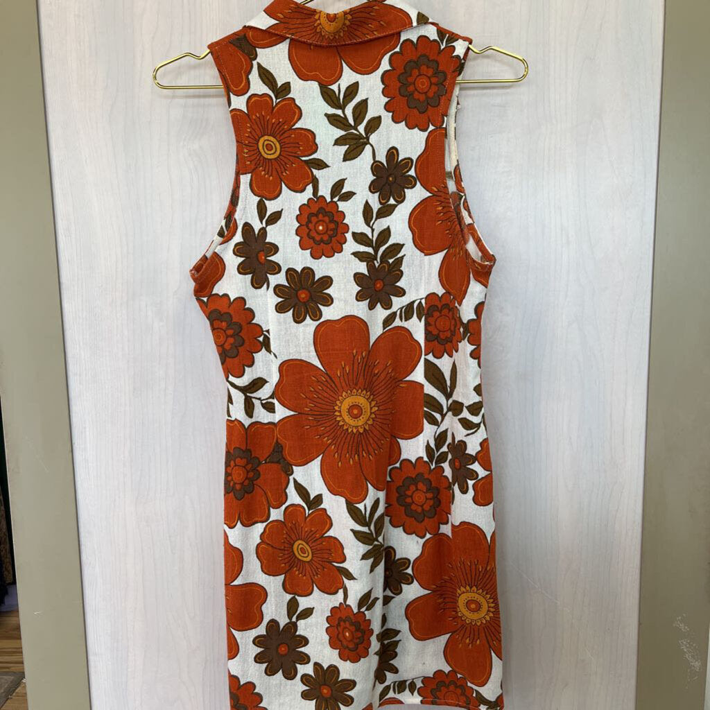 Her Pony Retro Floral Collared Tank Dress Size 8