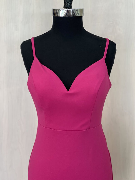 Hot Pink V Neck Strappy Back Short Dress Size 7/8