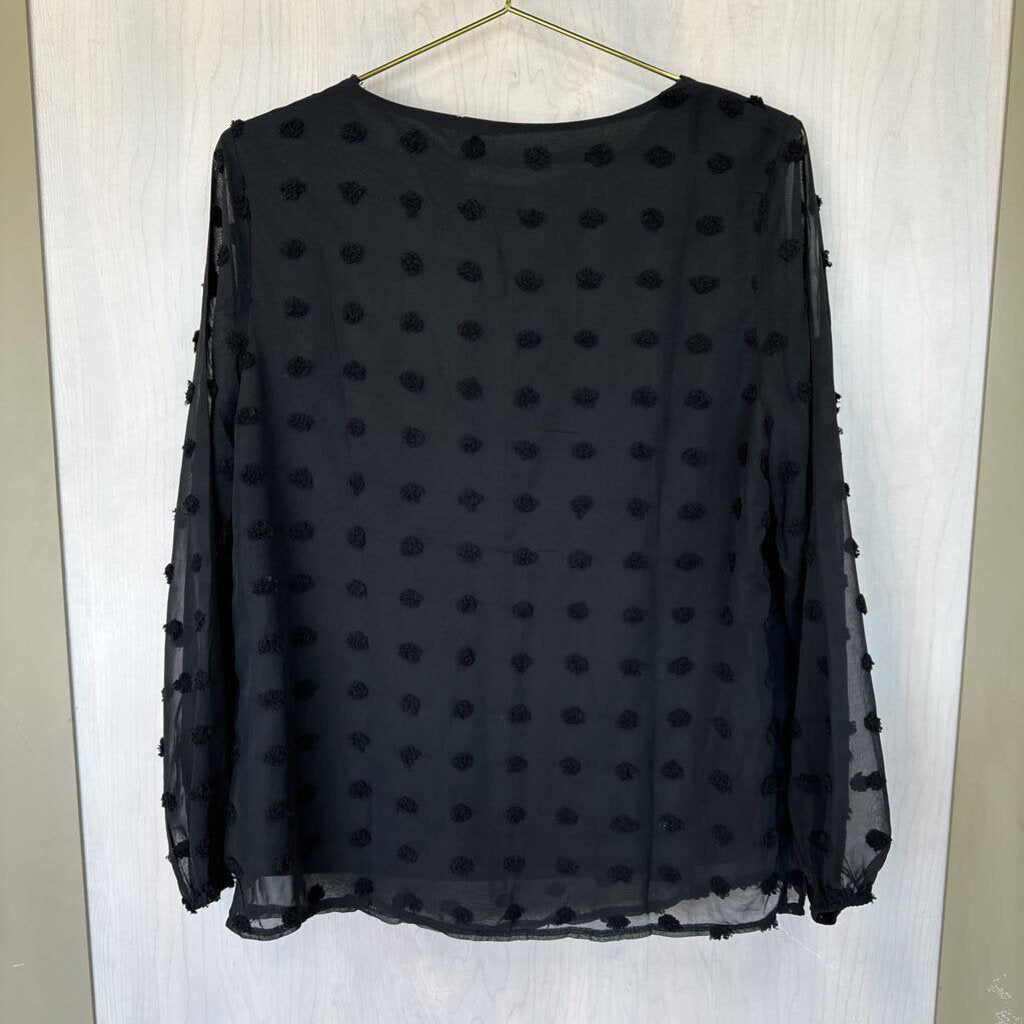 Black Dotted Longsleeve Blouse Small