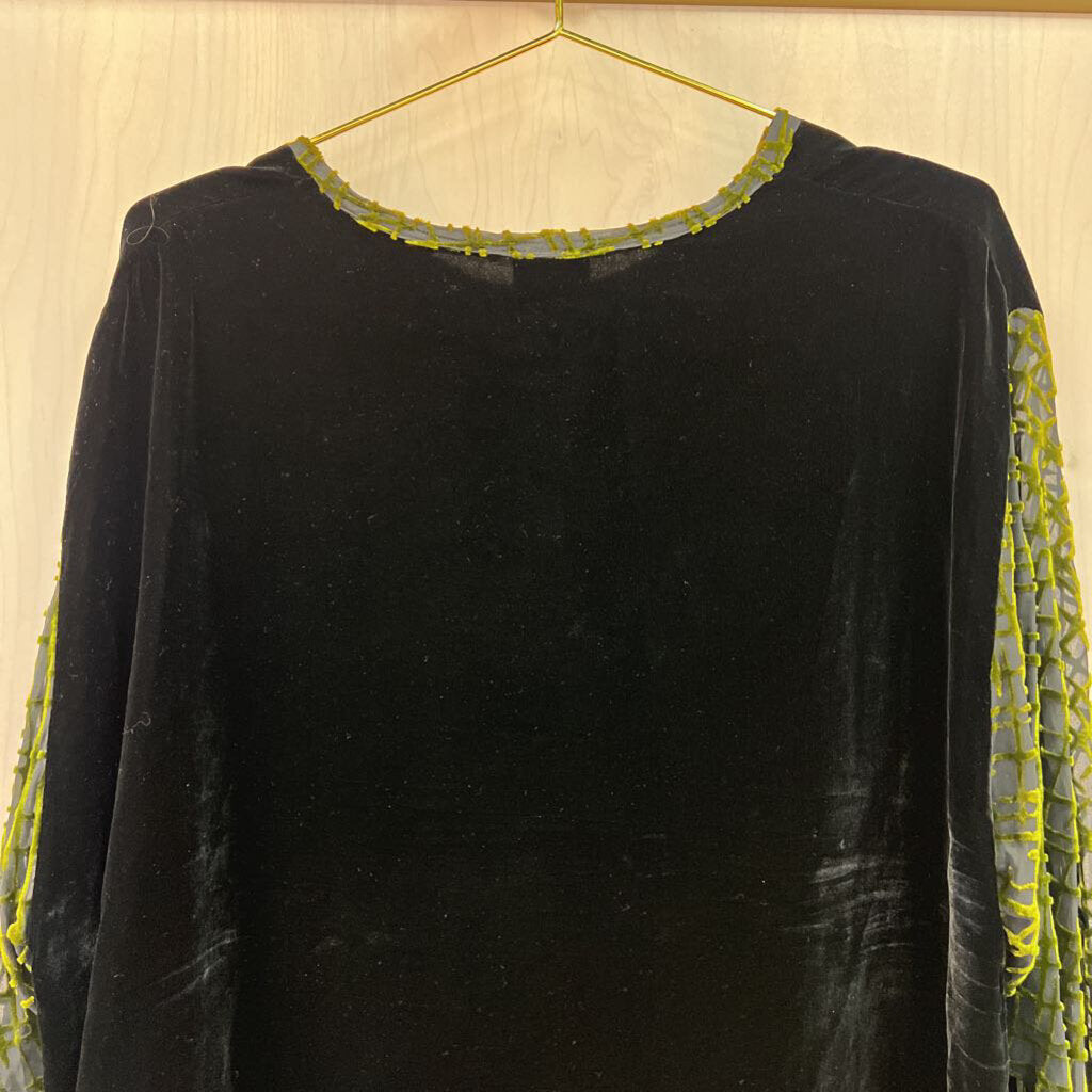 Vintage Velvet Long Sleeve Burn Out Top Large