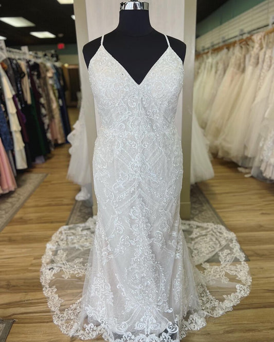 Oleg Cassini Sequin Lace Fitted Bridal Gown 22W