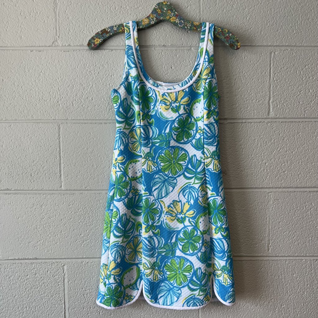 Lilly Pulitzer Blue/Green Fitted Stretch Dress