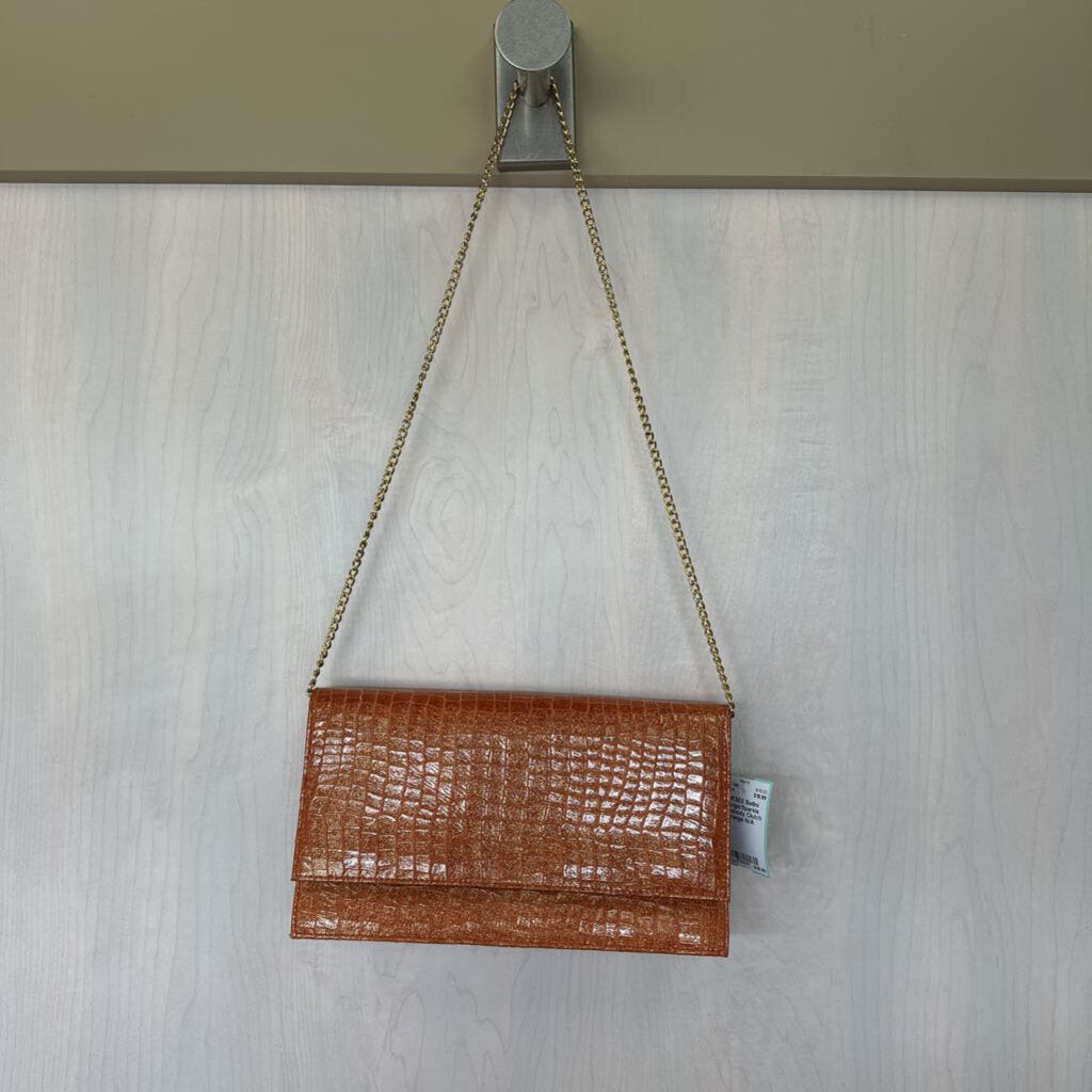 Orange/Sparkle Crossbody Clutch