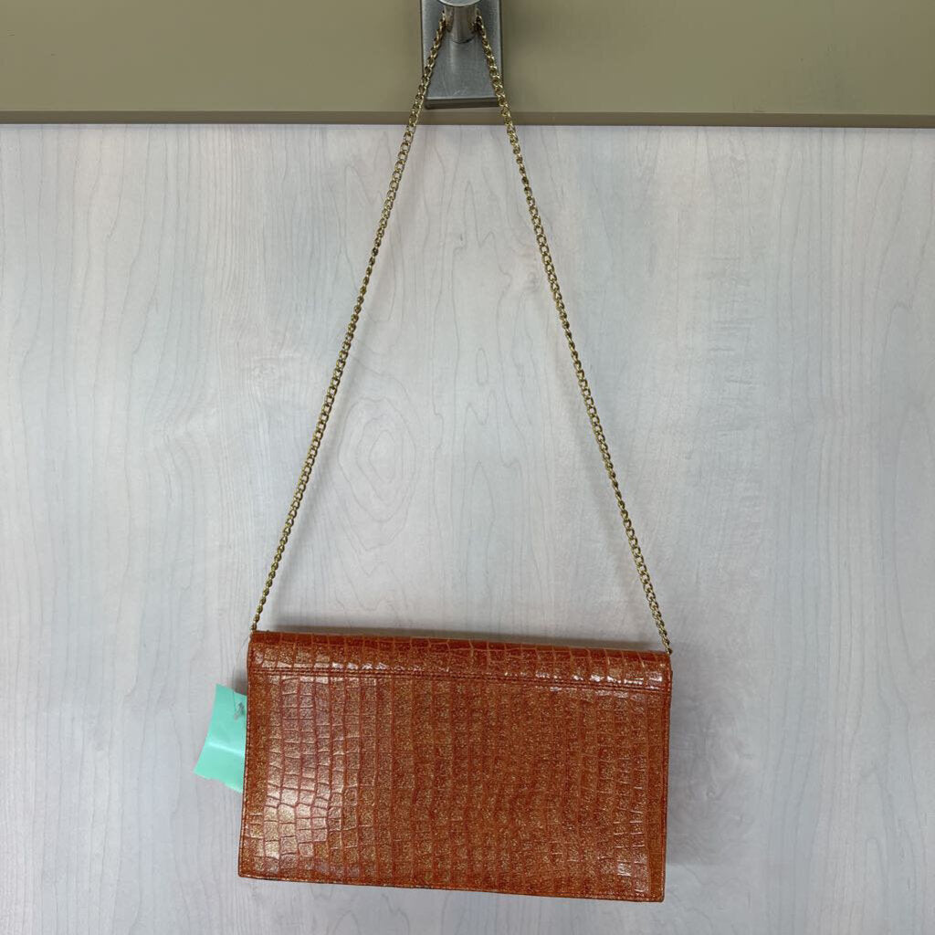 Orange/Sparkle Crossbody Clutch