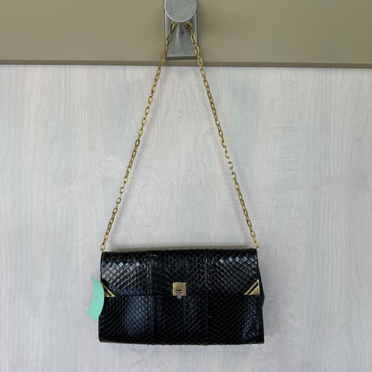 Vintage Black Snakeskin Clutch Crossbody