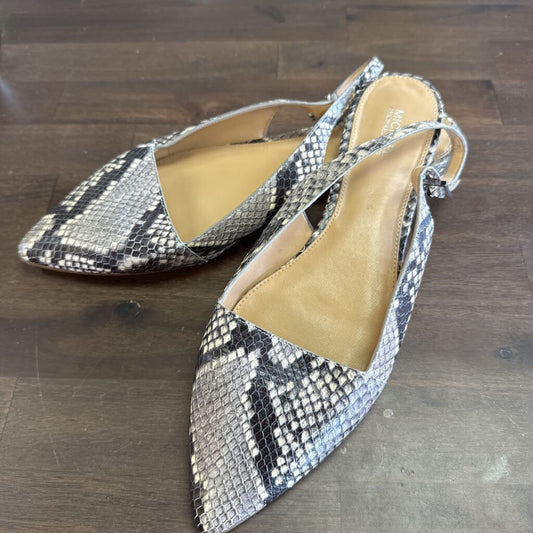 Black/White Snake Print Slingback Shoes Size 9.5M