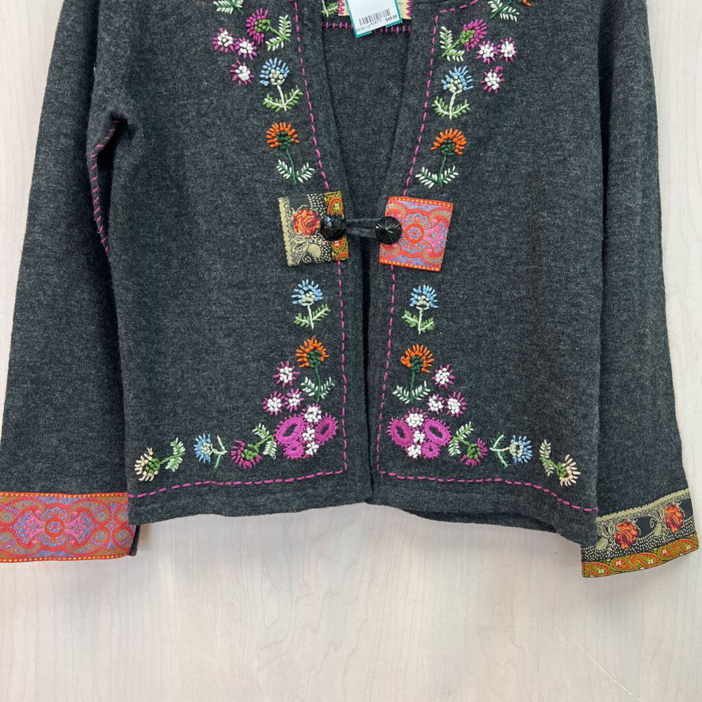 J. Jill Embroidered Embroidered Grey Sweater Small