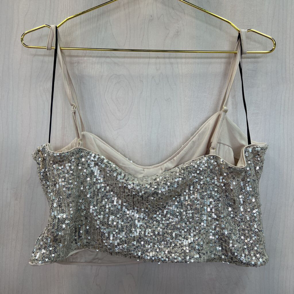 Champagne Sparkle Sequin Crop Top Extra Large