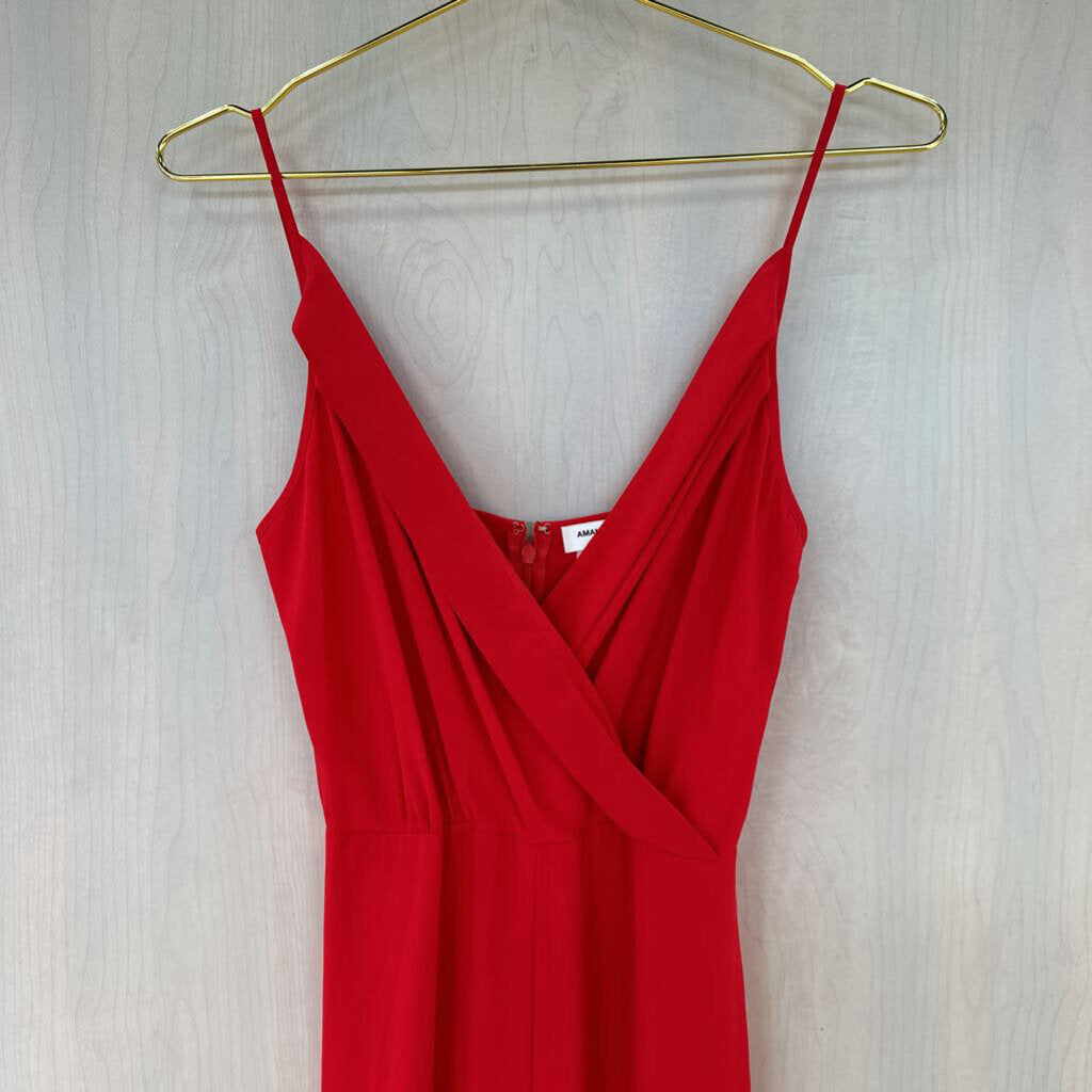 Amanda Uprichard Red Chiffon Jumpsuit Small