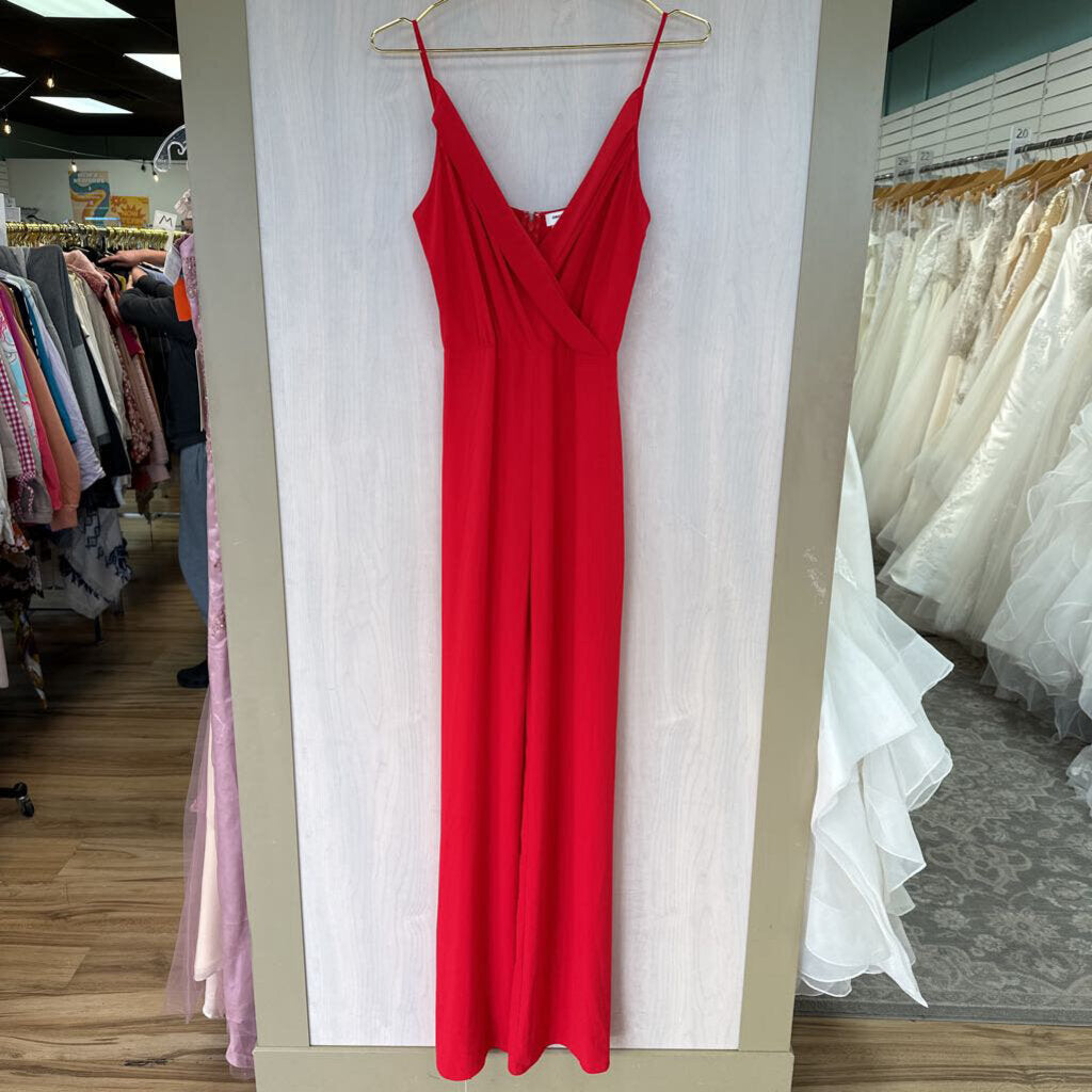 Amanda Uprichard Red Chiffon Jumpsuit Small