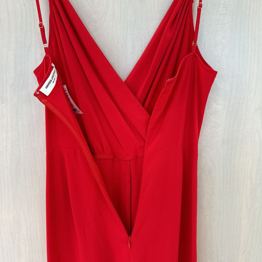 Amanda Uprichard Red Chiffon Jumpsuit Small