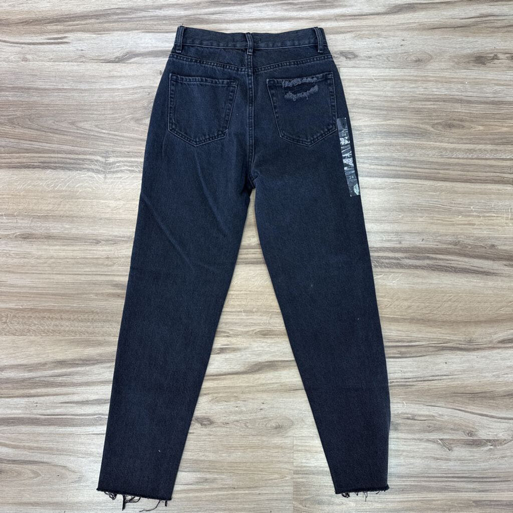 Pacsun Ultra High Rise Slim Black Denim Distressed Jeans 24