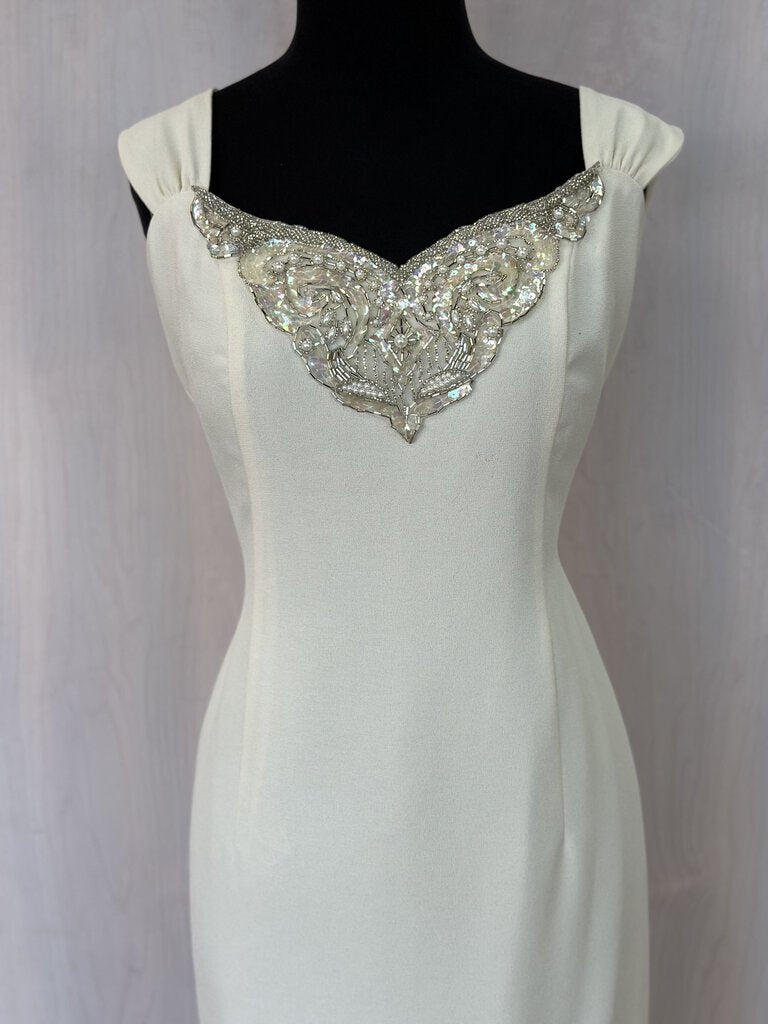 Vintage Ivory Sequin/ Beaded Top Detail Short Dress 8