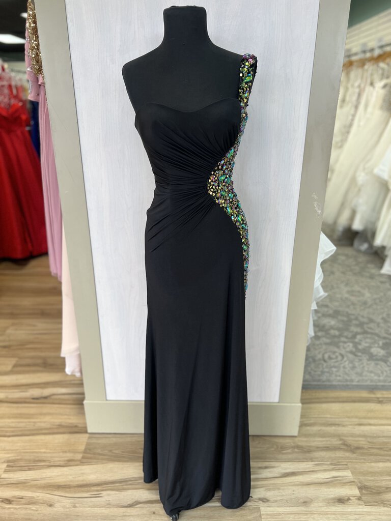 Flirt Jeweled Side One Shoulder Long Formal 0