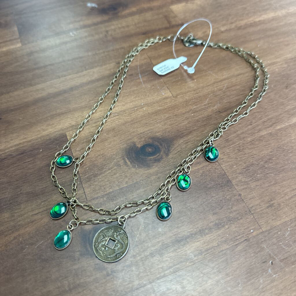 Green Stone Pendant Necklace