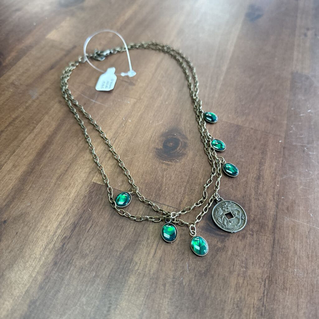 Green Stone Pendant Necklace