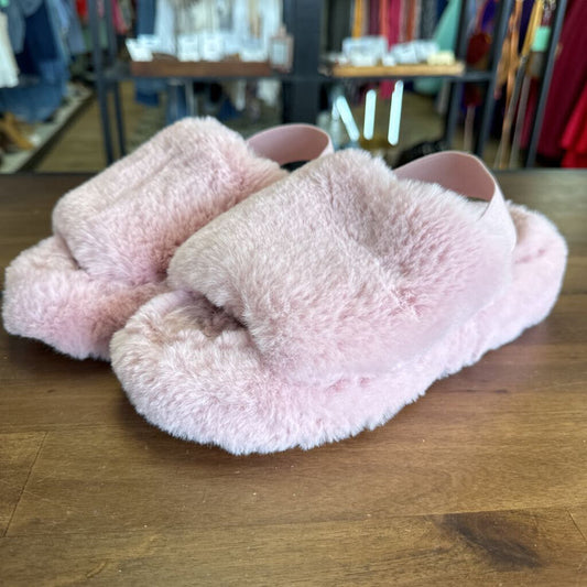 Pink Fluffy Sandal Slippers 6.0