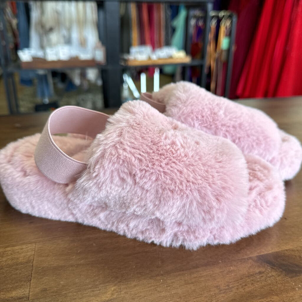 Pink Fluffy Sandal Slippers 6.0