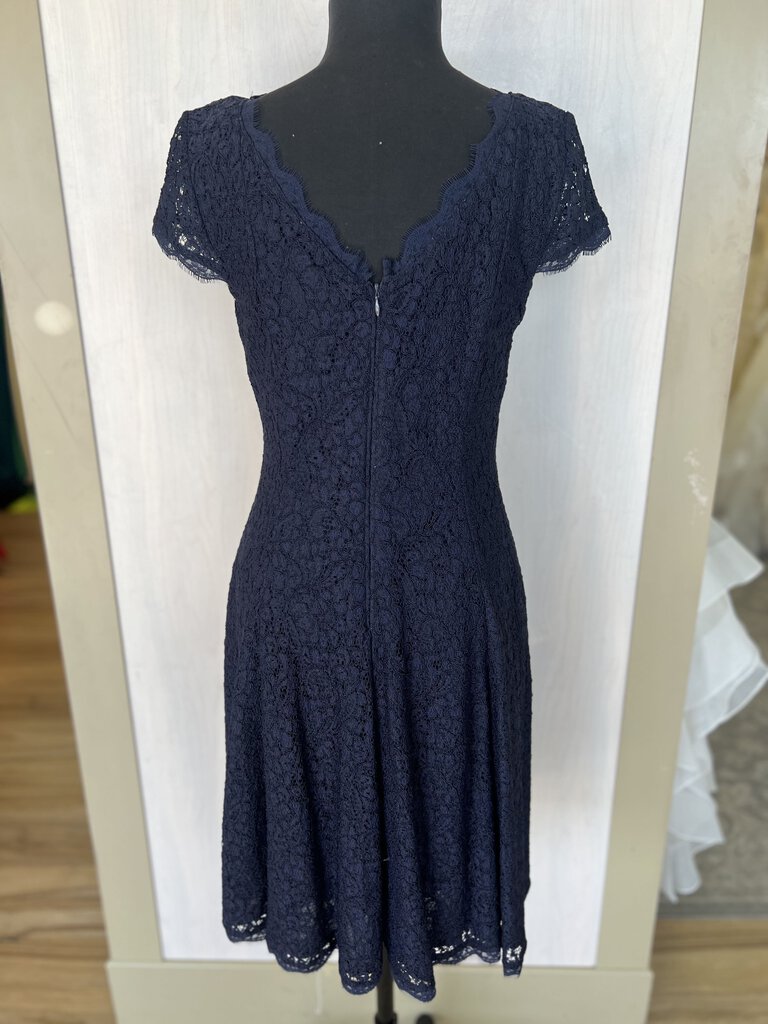 Adrianna Papell Navy Lace Short Dress 8