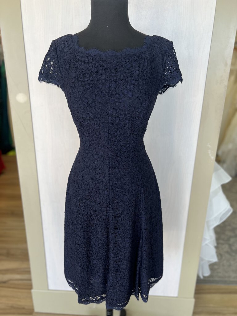 Adrianna Papell Navy Lace Short Dress 8