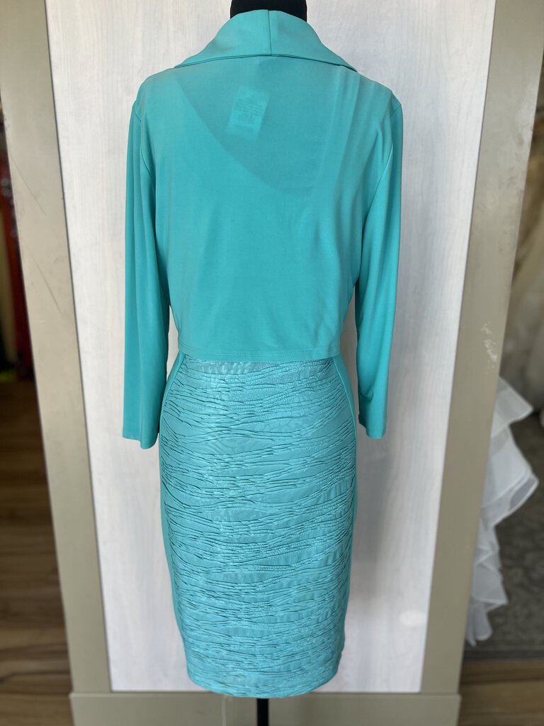 Frank Lyman Aqua Blue Textured Dress With Jacket 12