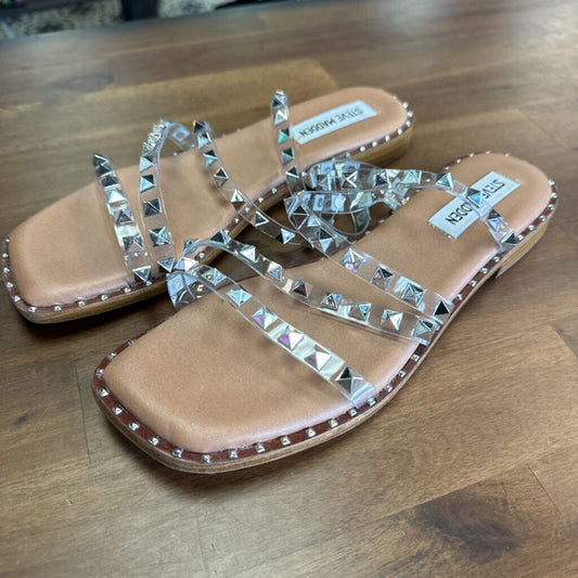 Steve Madden Clear/Silver Spike Sandals 7.5