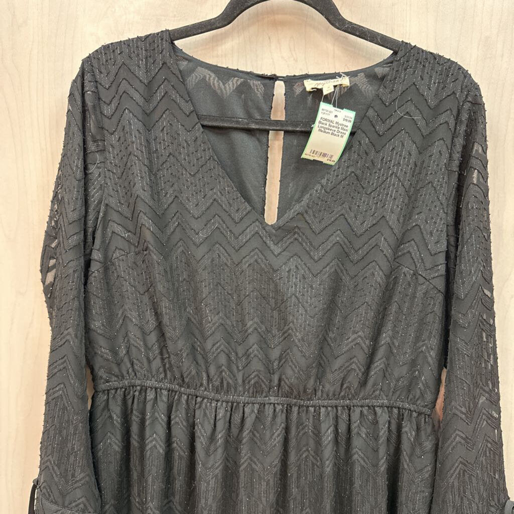 Black Sparkle Maxi Longsleeve Dress Medium