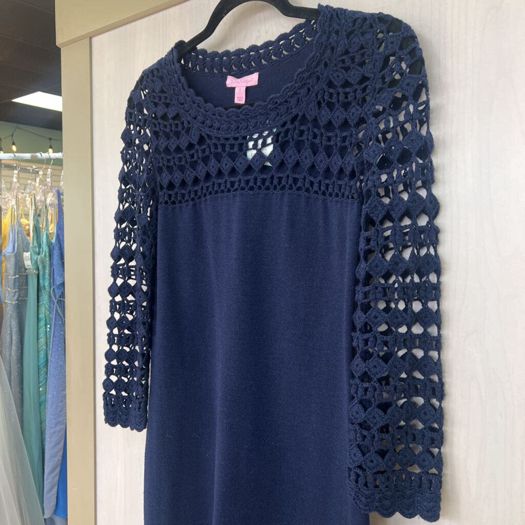 Lilly Pulitzer Crochet Sleeve Sweater Dress Small