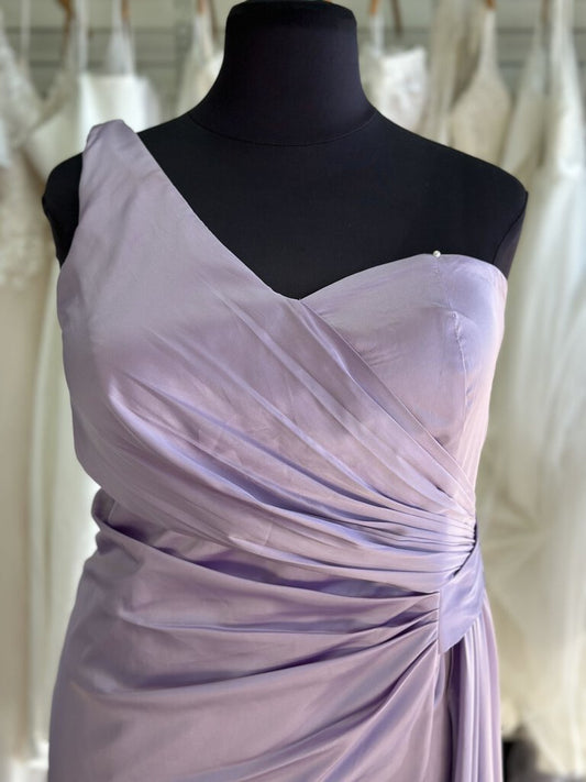 Lavender Oneshoulder Satin Formal Gown 24