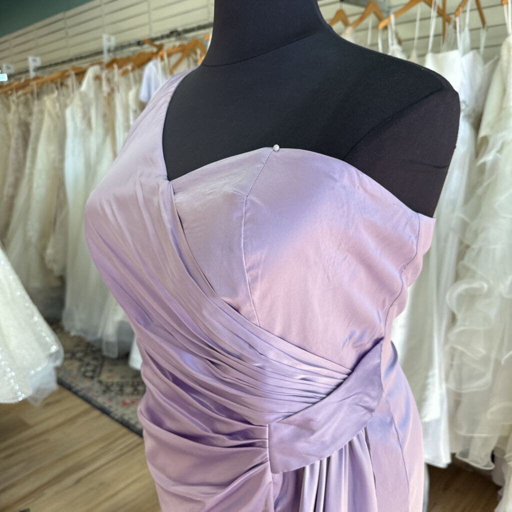 Lavender Oneshoulder Satin Formal Gown 24