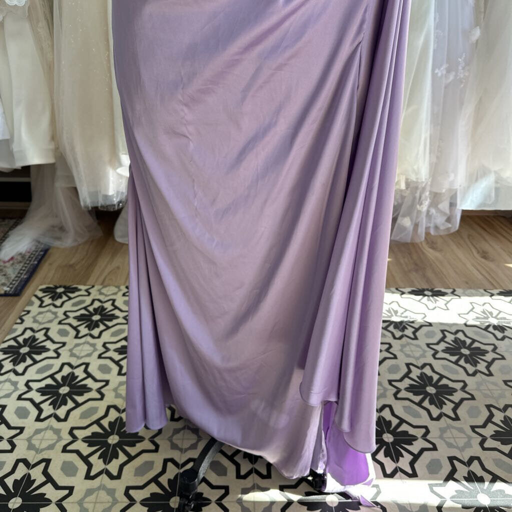 Lavender Oneshoulder Satin Formal Gown 24