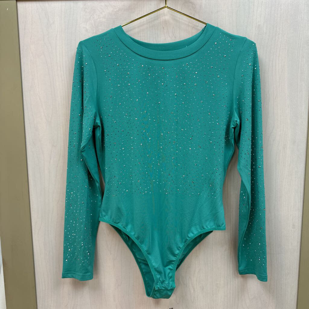 Rhinestone Longsleeve Bodysuit Large