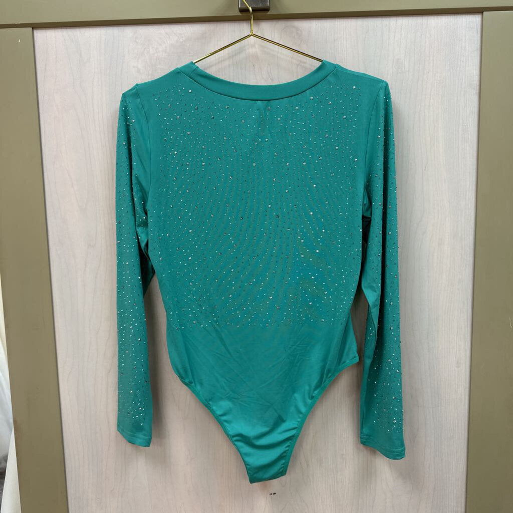 Rhinestone Longsleeve Bodysuit Large